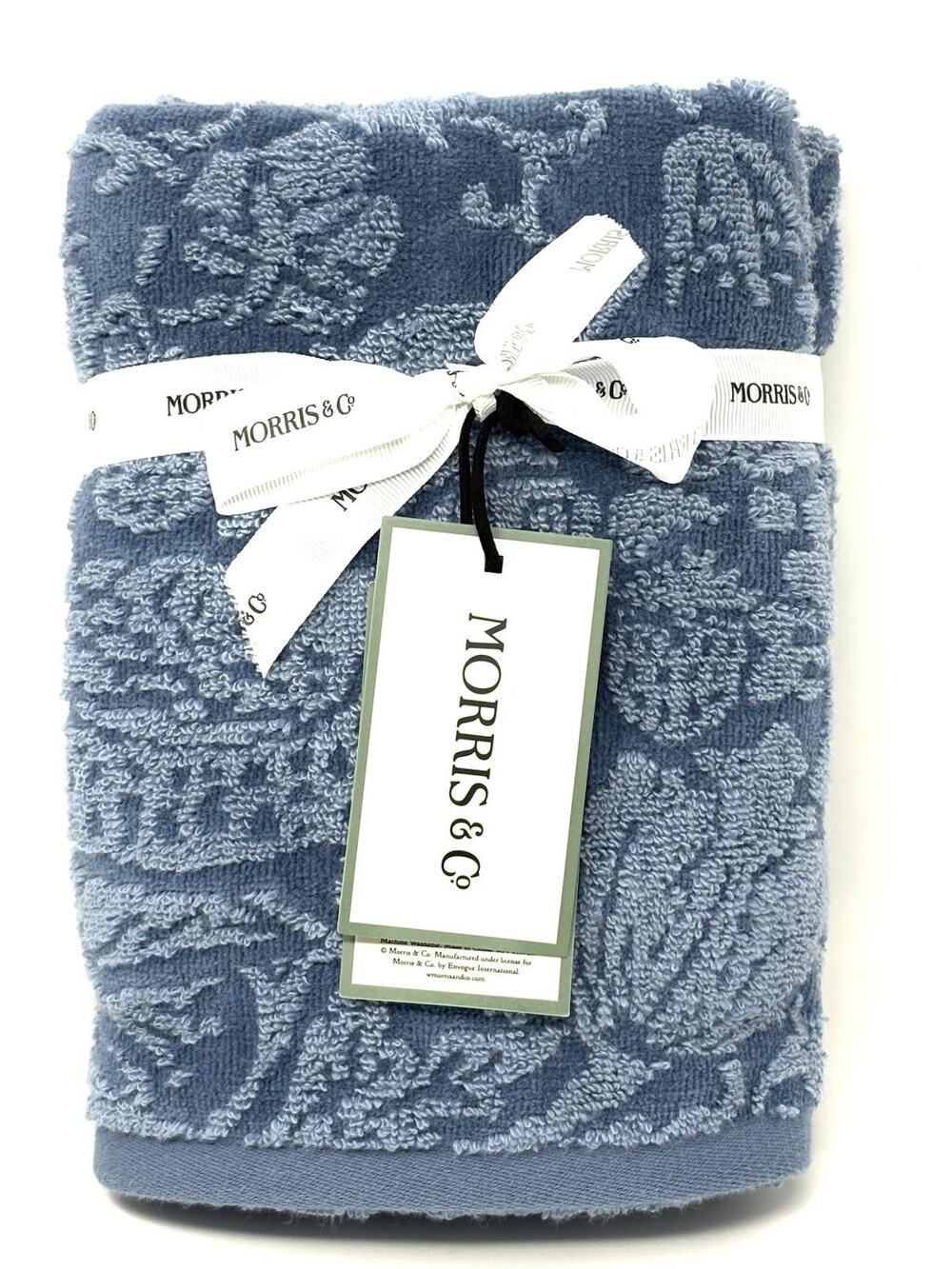 William Morris Co Hand Towels Strawberry Thief Blue Velour NWT Set Of 2